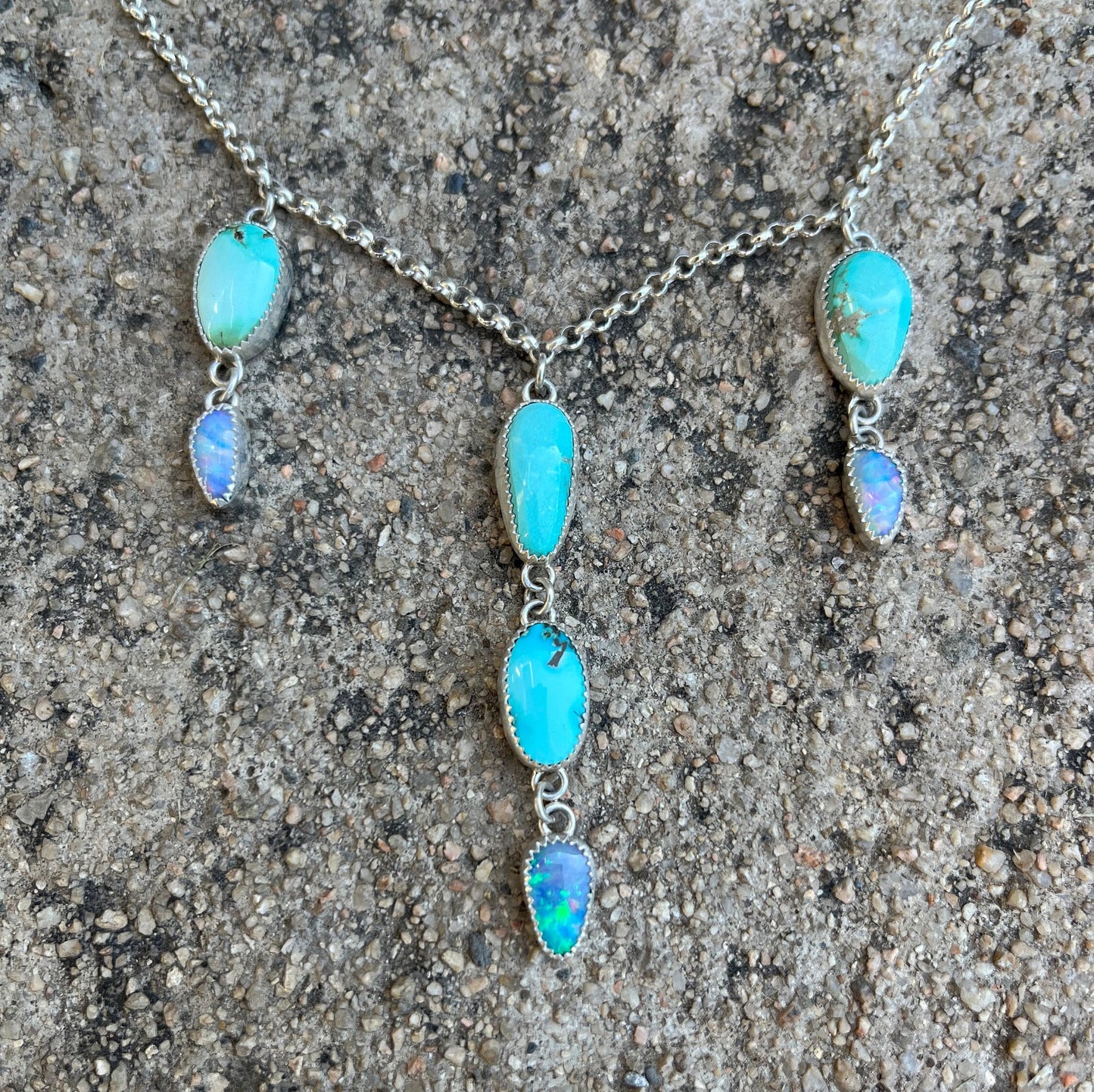 Carico Lake turquoise and coober Pedy Opal Drip necklace