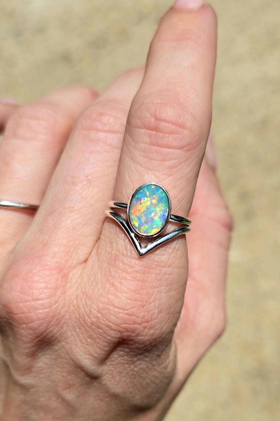 Opal Chevron Ring size 6