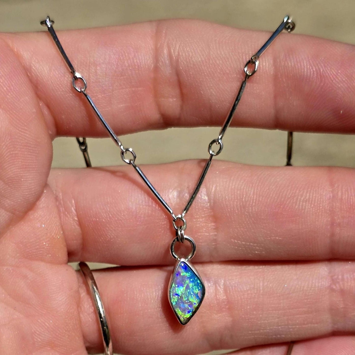 Pipe Opal Bar Necklace