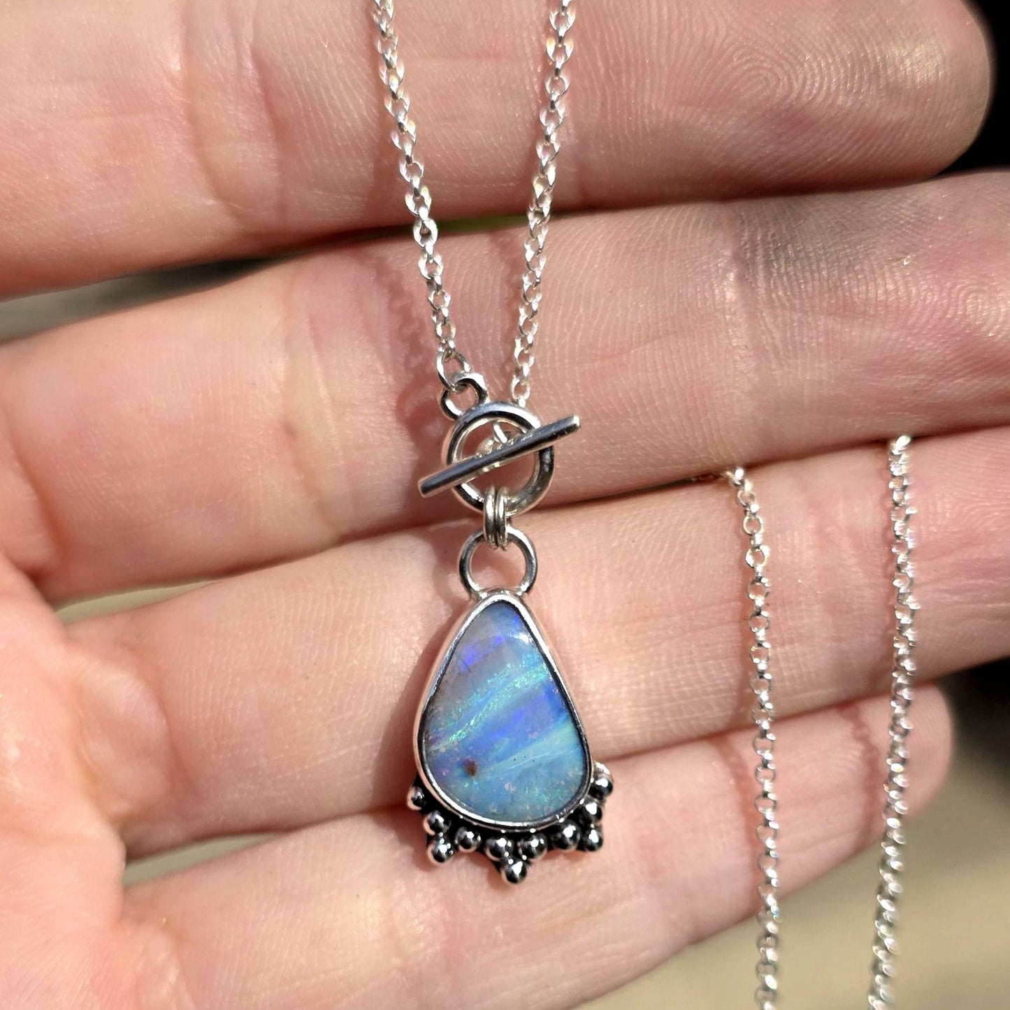 Tiny Toggle Opal Necklace