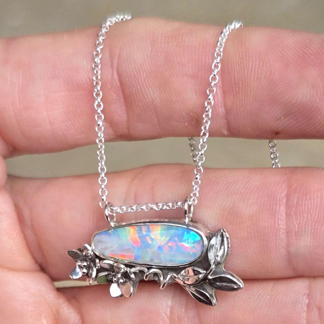 **Flaw Floral Australian Opal Necklace