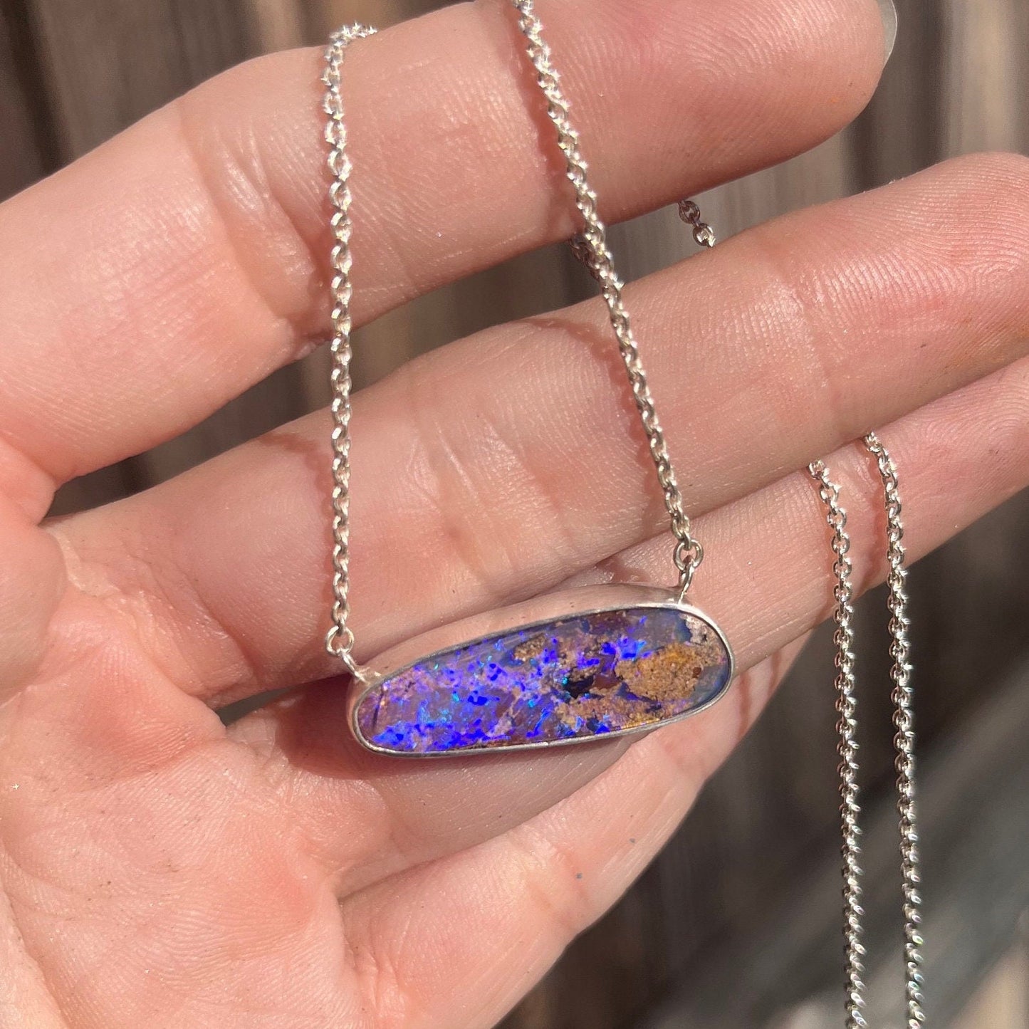 Purple Crystal Pipe Opal Necklace