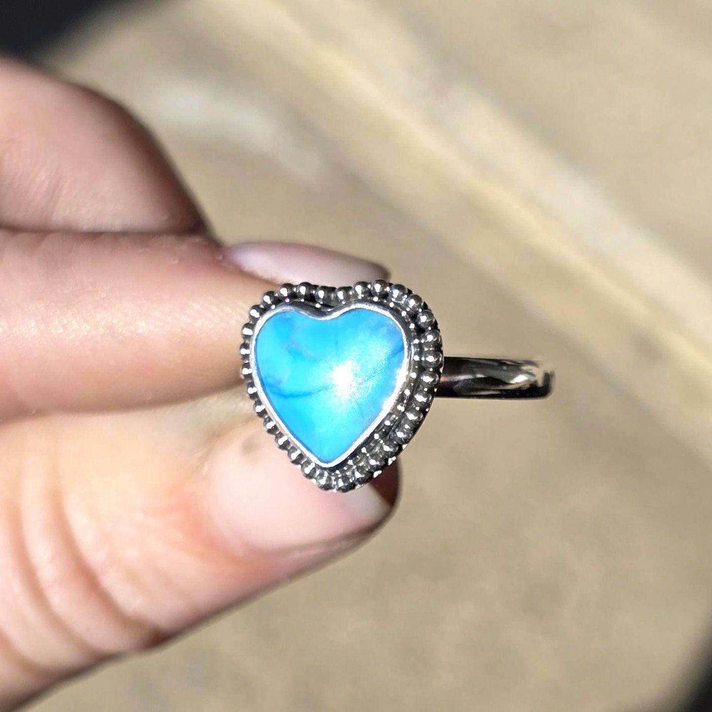 Kingman Turquoise Heart Ring size 8