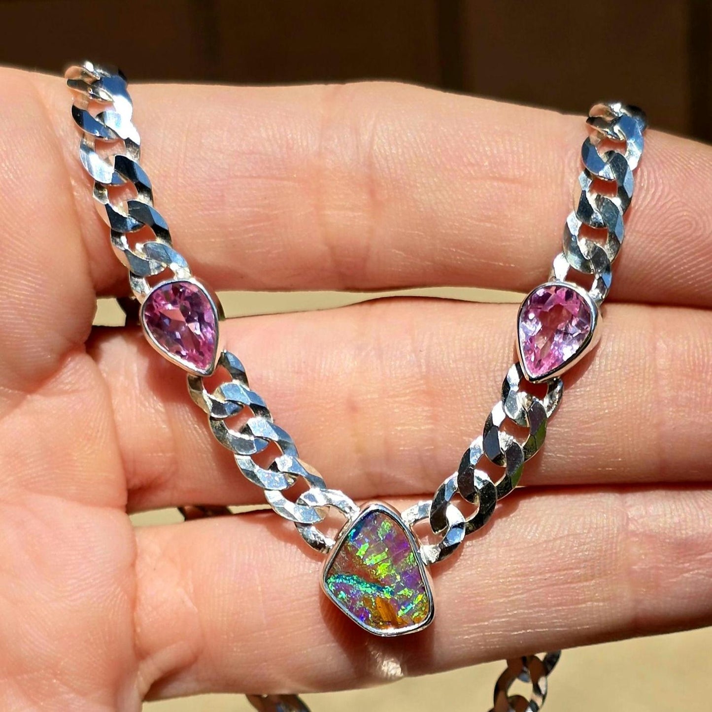 Pink Pipe Opal Morganite Necklace