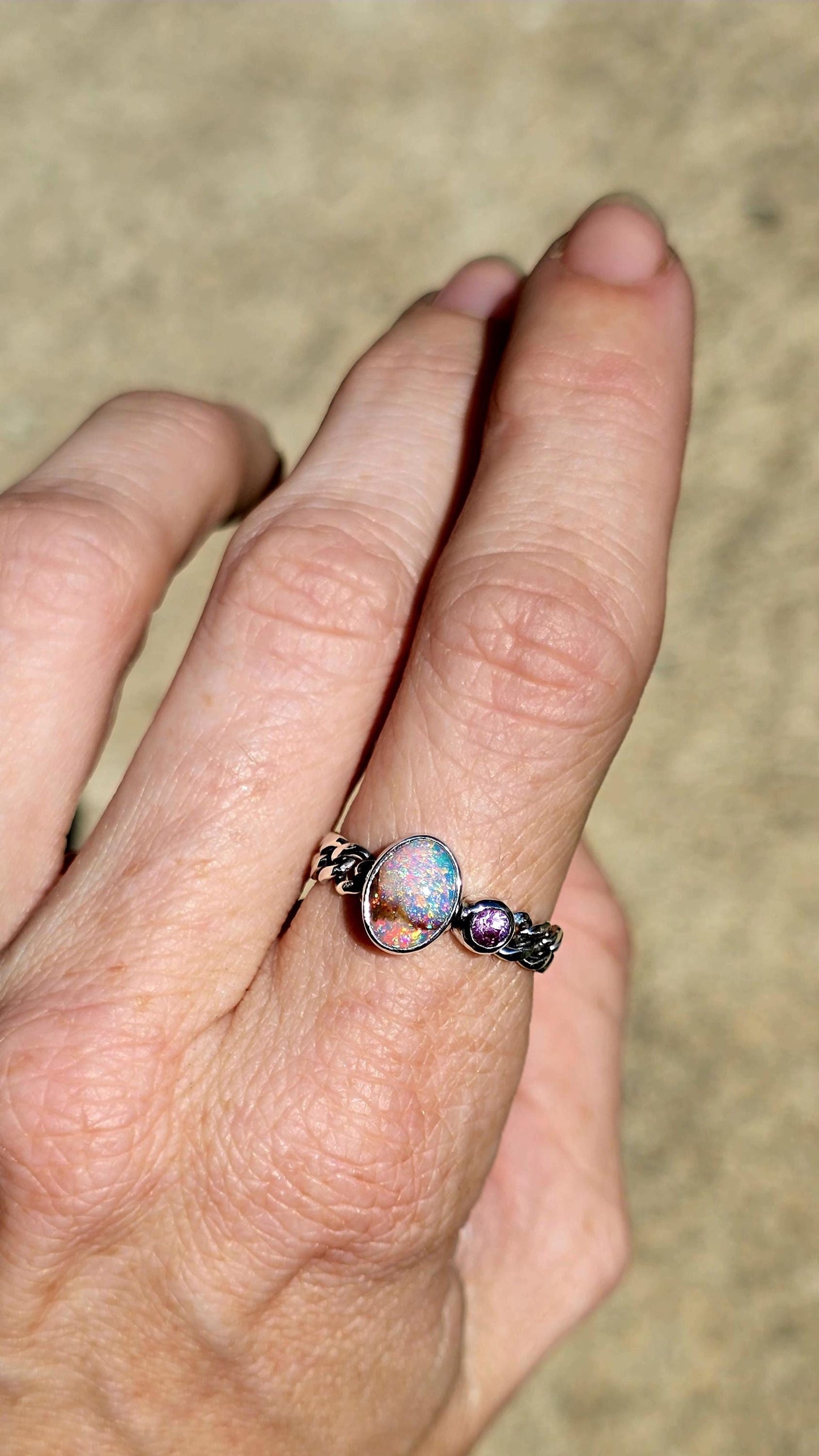 Pipe Opal Pink Sapphire Ring size 7