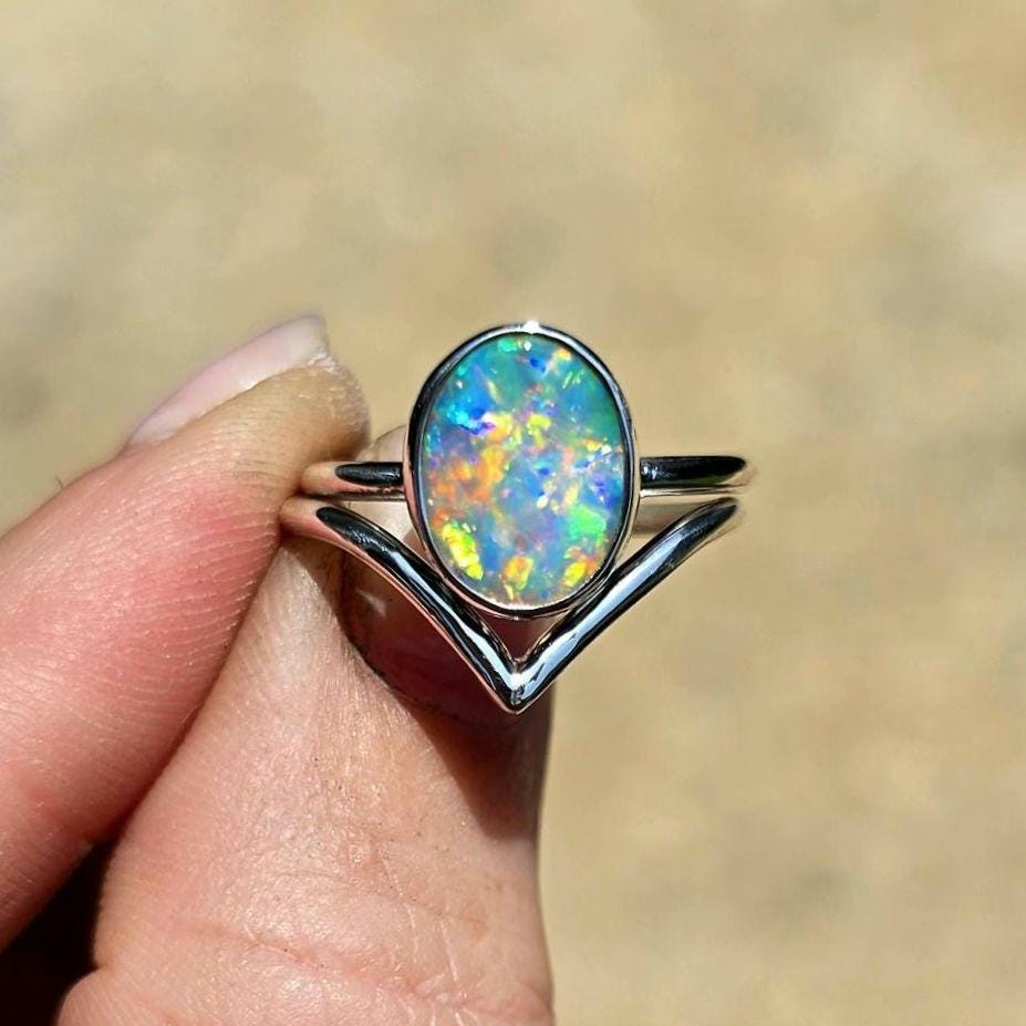Opal Chevron Ring size 6