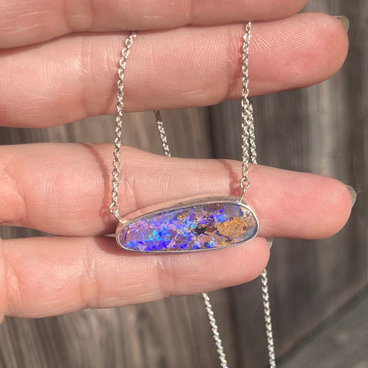 Purple Crystal Pipe Opal Necklace