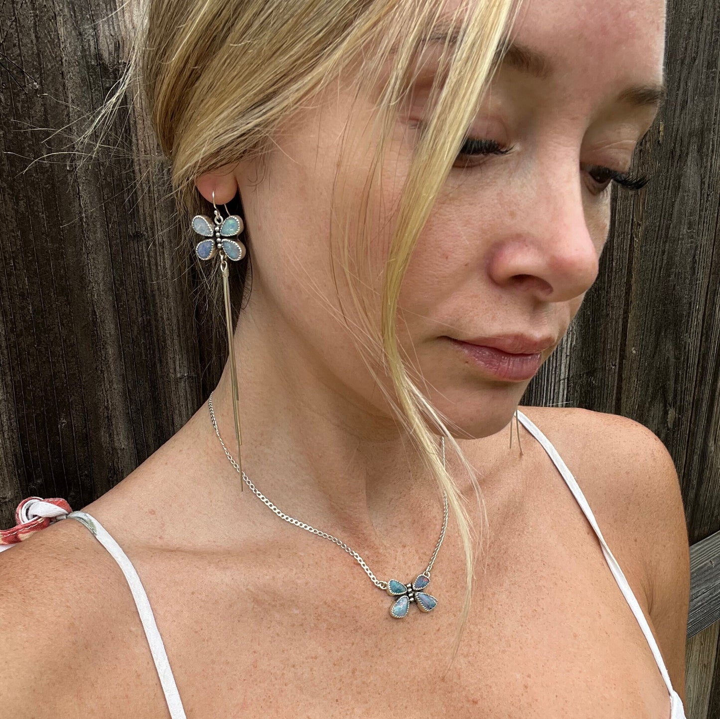 Dainty Australian Opal butterfly earrings
