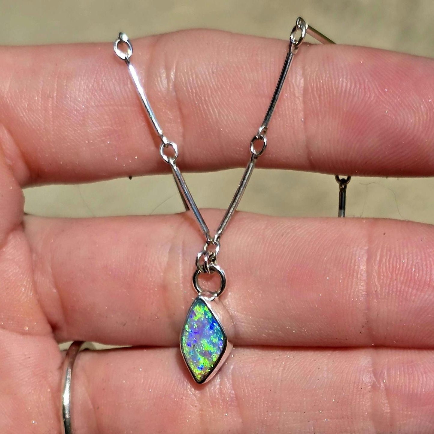 Pipe Opal Bar Necklace