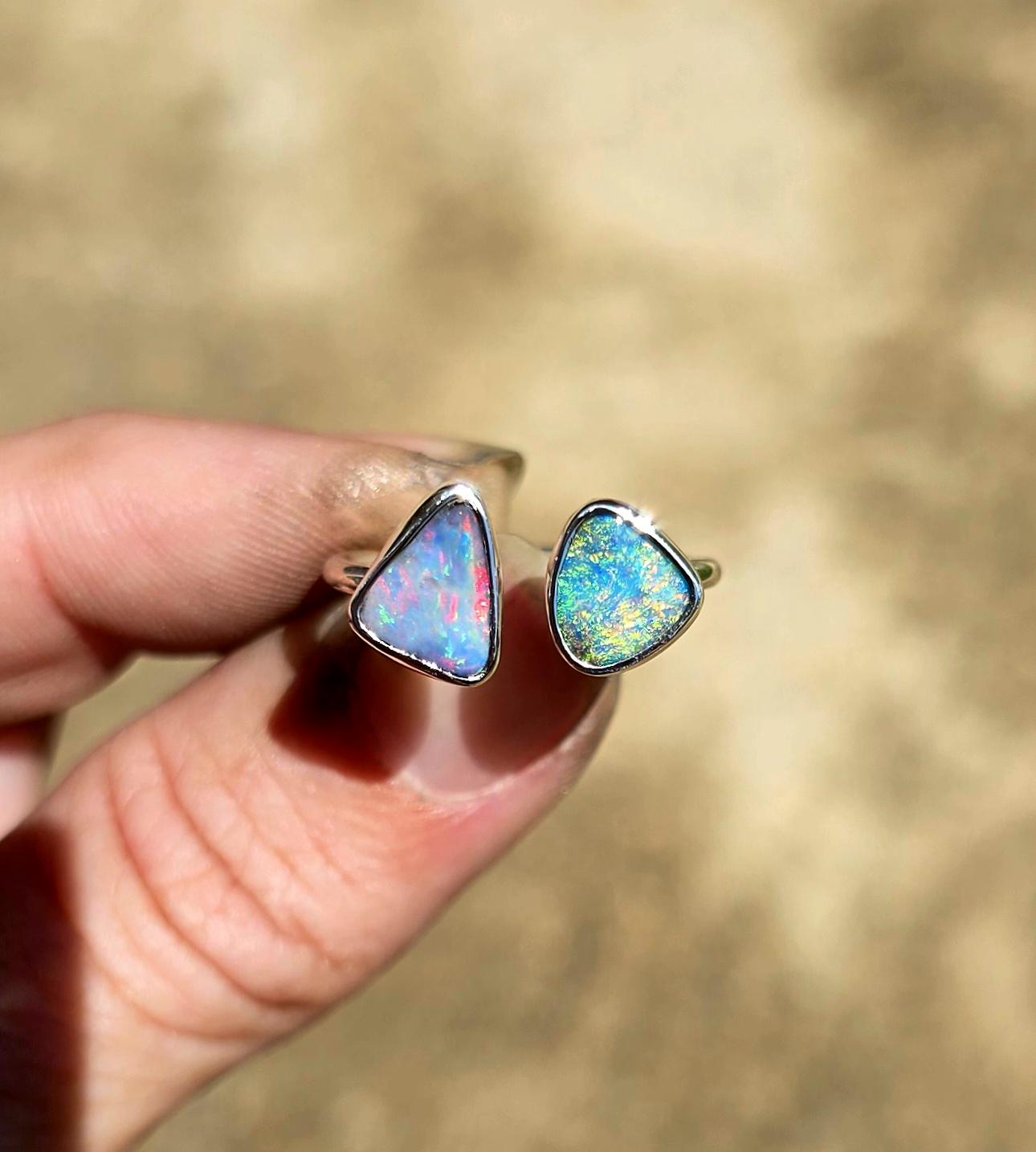Boulder Opal Open Shank Ring Size 6-7