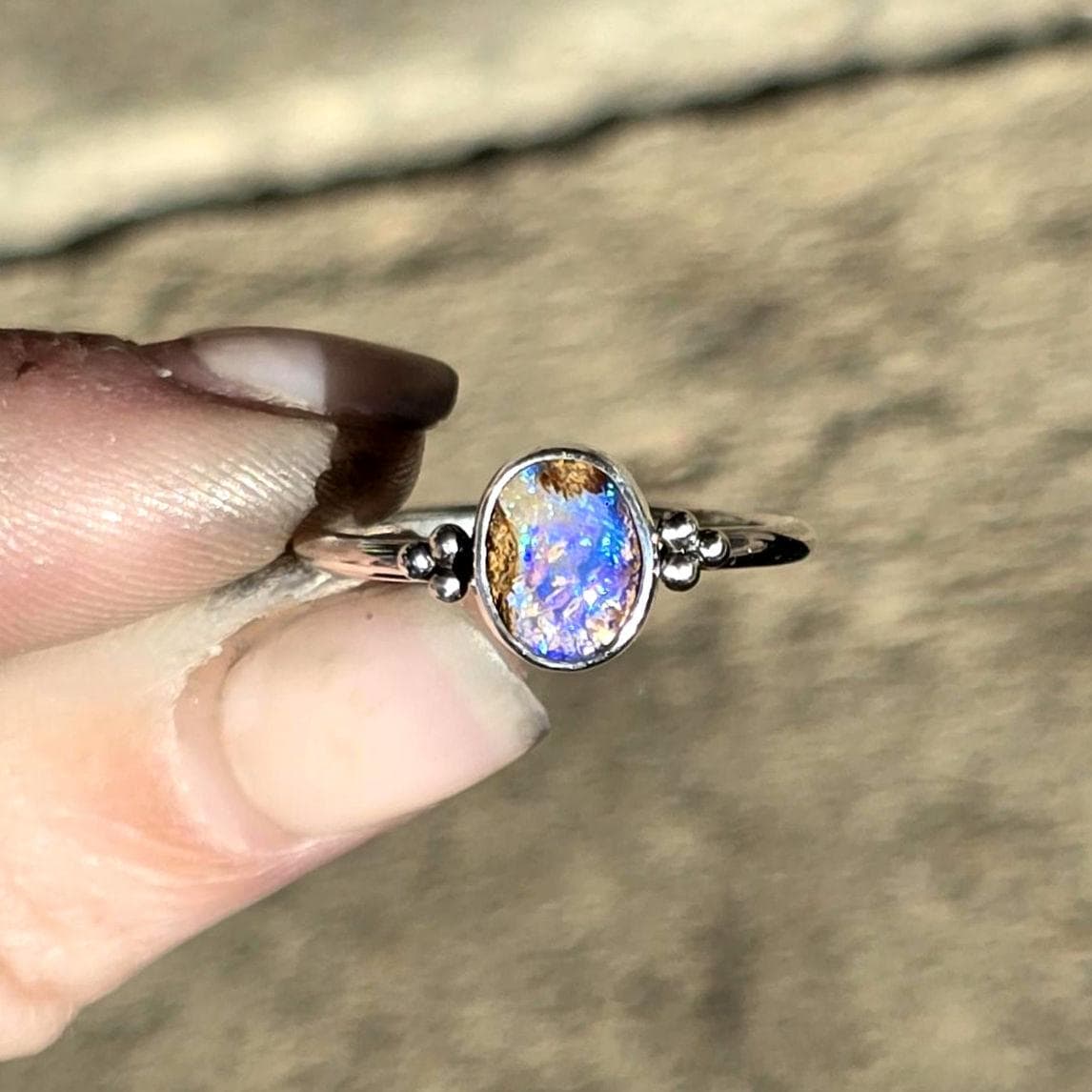 Dainty Pipe Opal Ring size 6.5