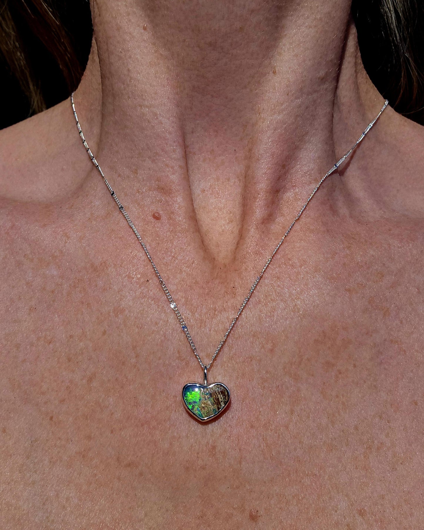 Woody Opal Heart Necklace