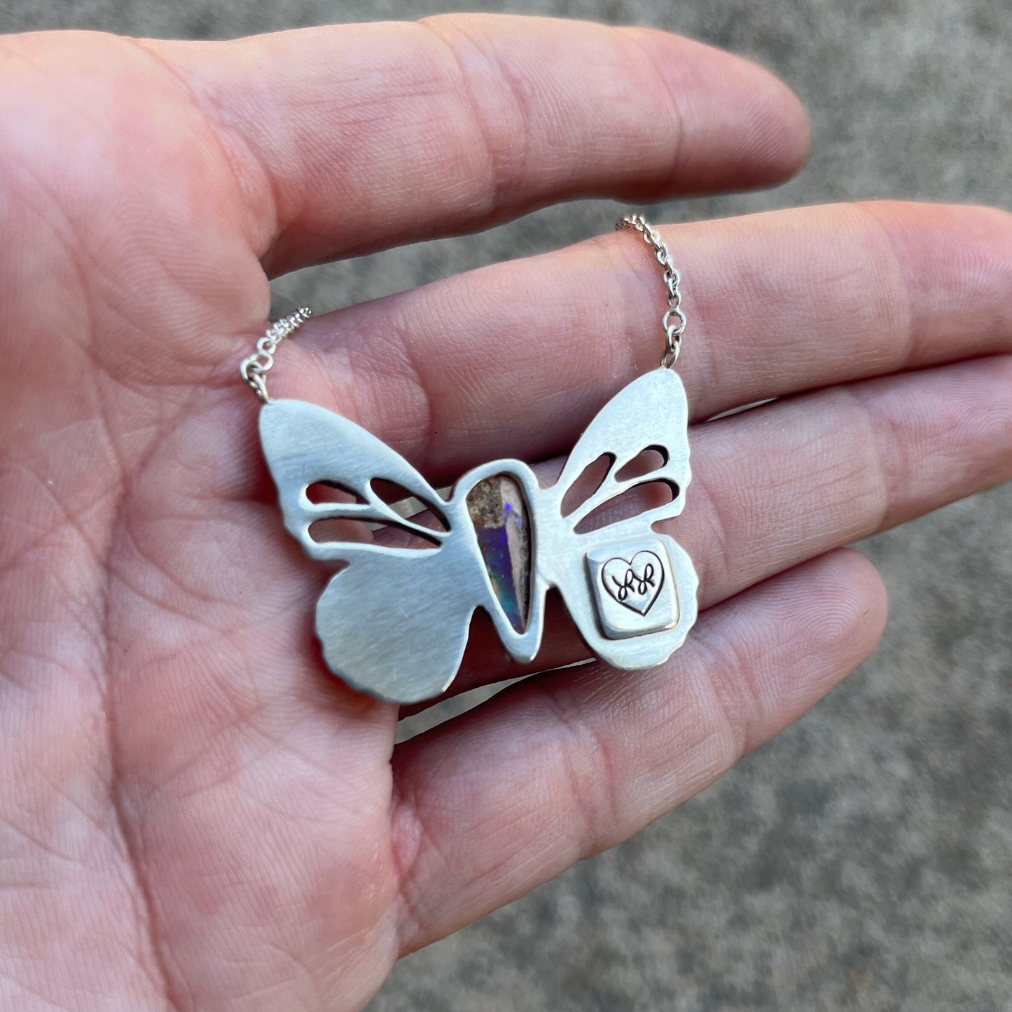 Pipe Opal Butterfly Necklace