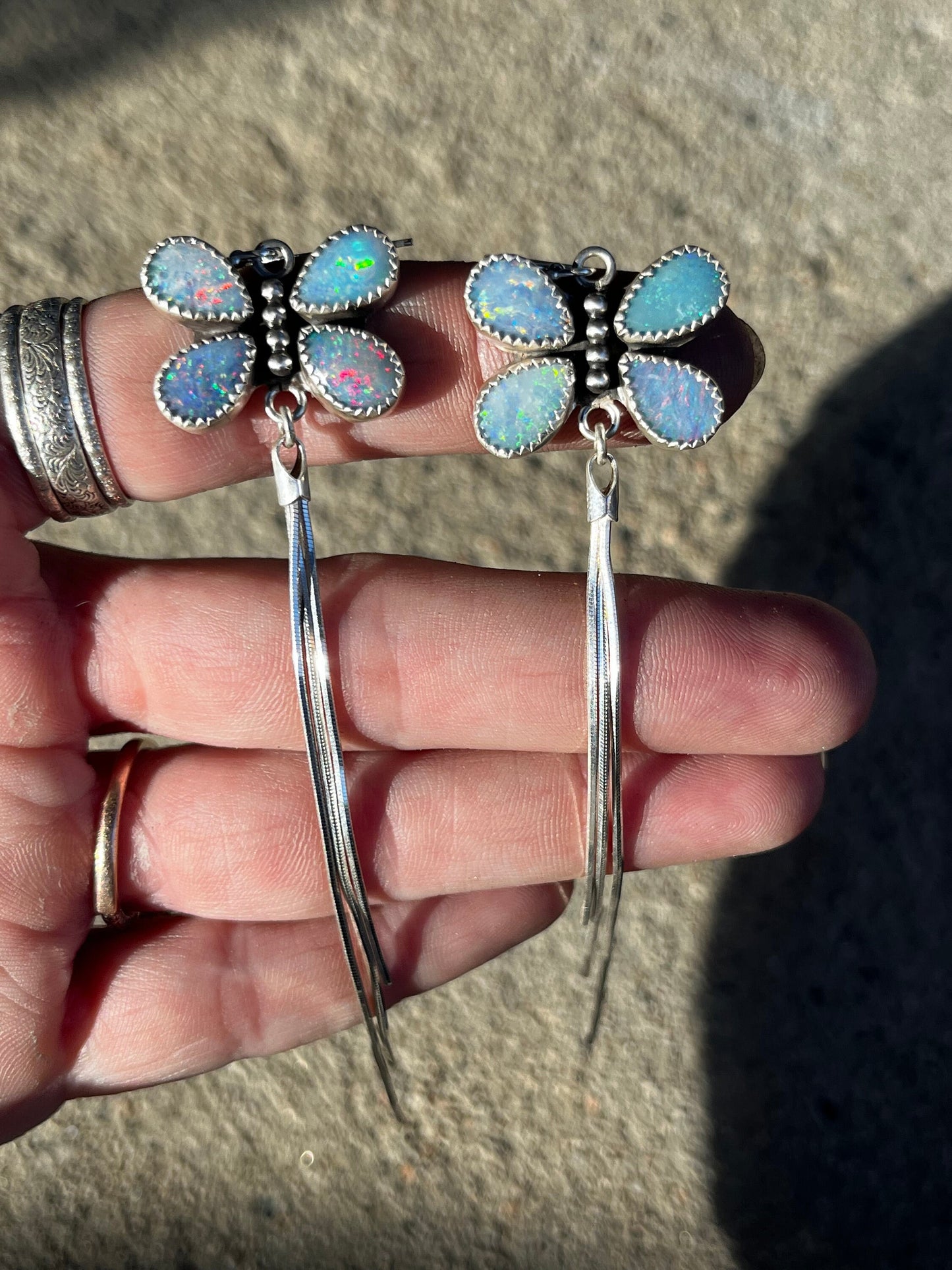Dainty Australian Opal butterfly earrings