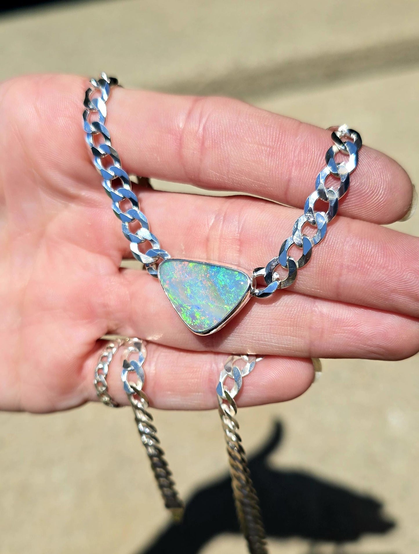 Rainbow Australian Opal Necklace