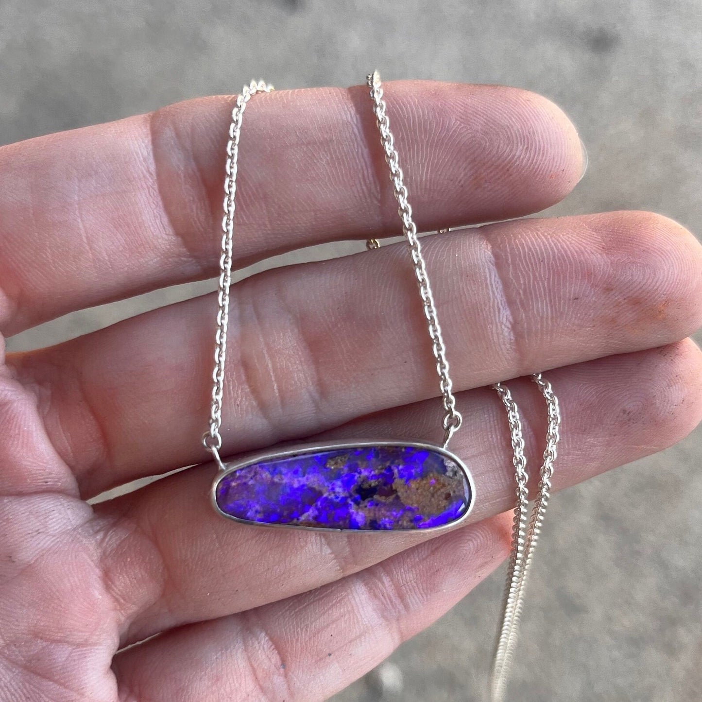 Purple Crystal Pipe Opal Necklace