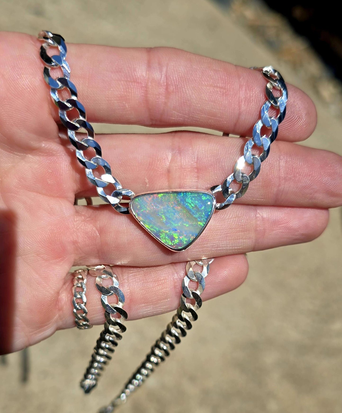 Rainbow Australian Opal Necklace