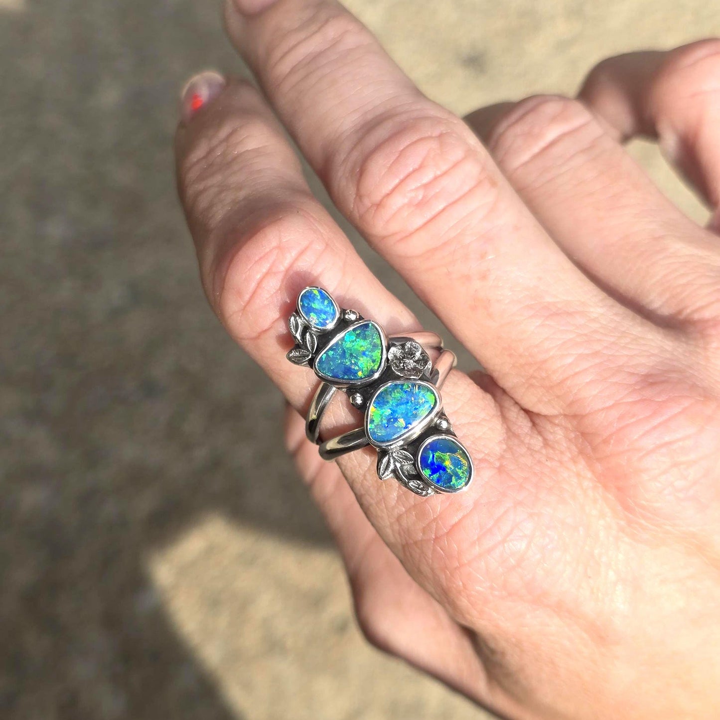 Floral Opal Statement Ring