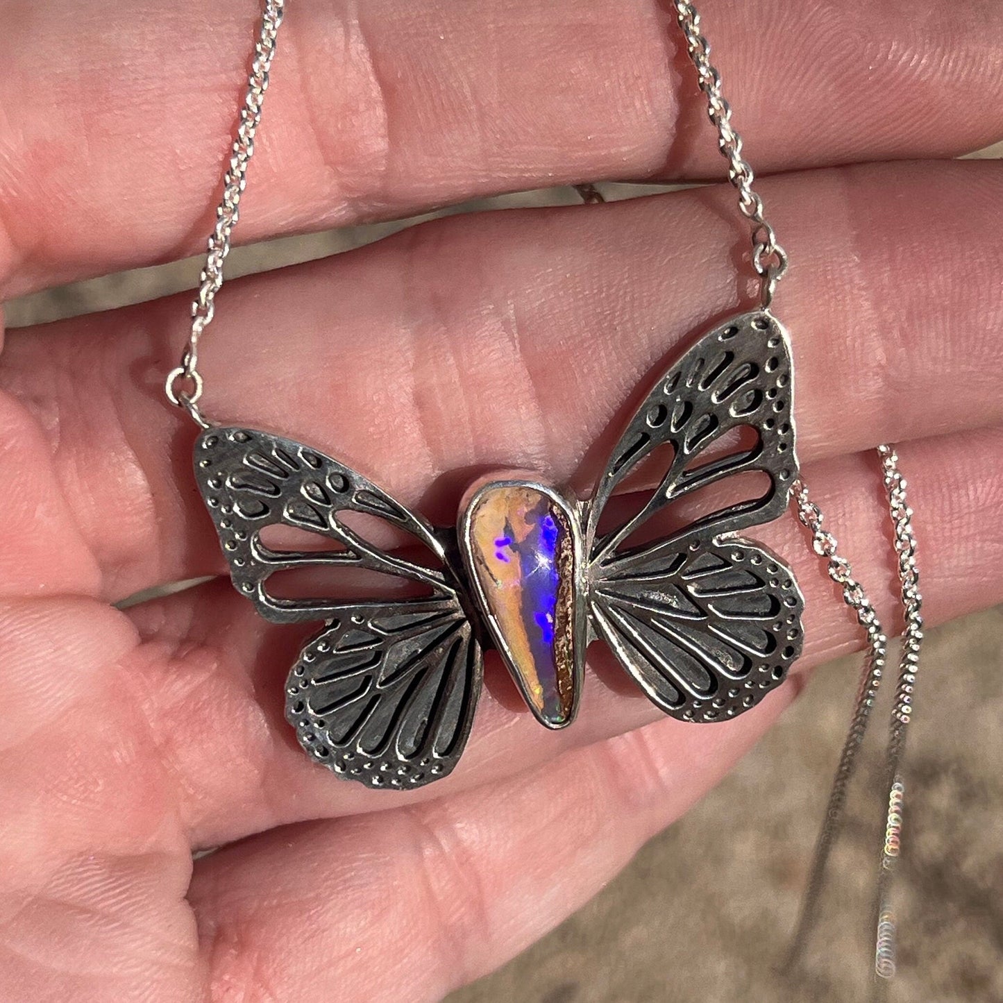 Pipe Opal Butterfly Necklace