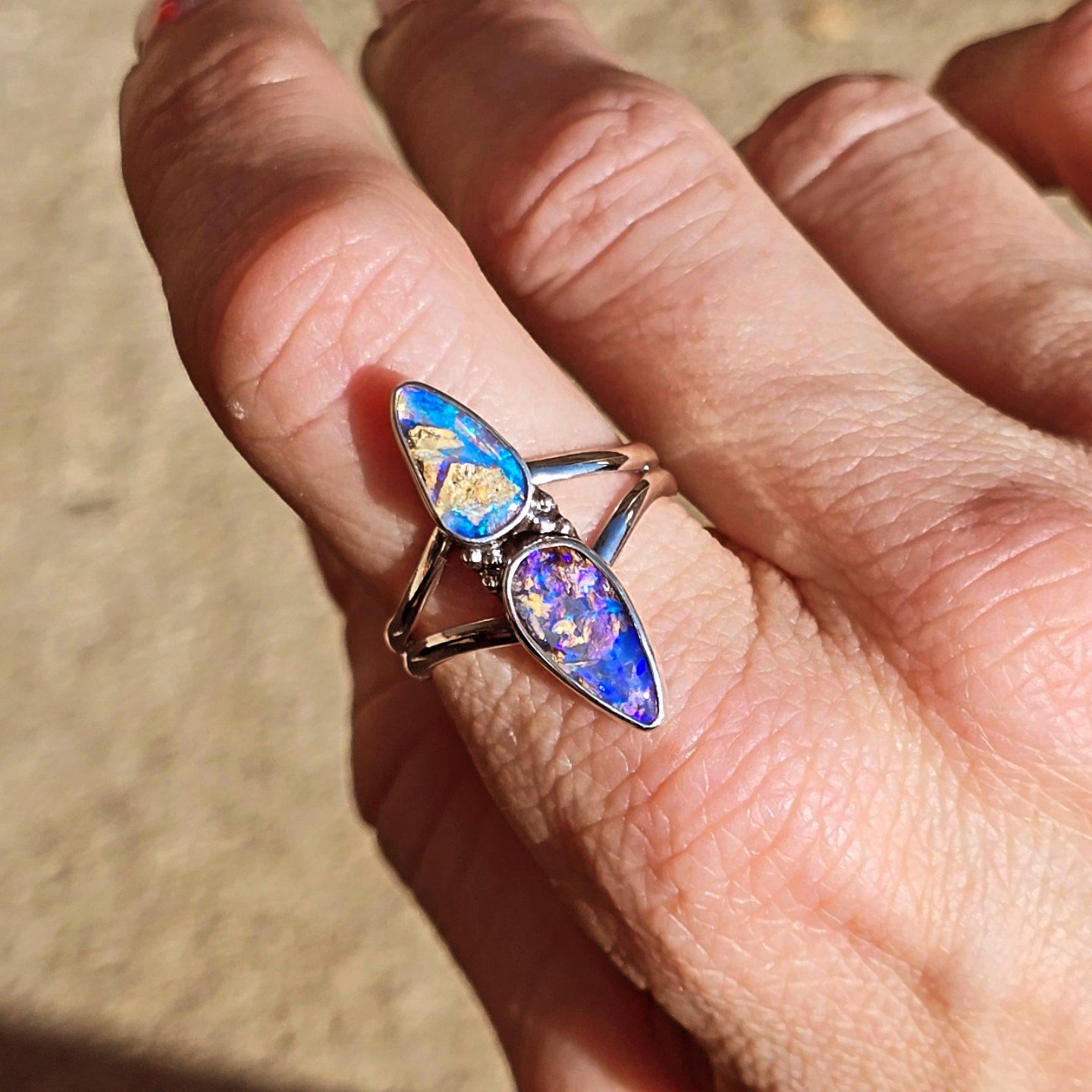 Blurple Pipe Opal Ring size 9