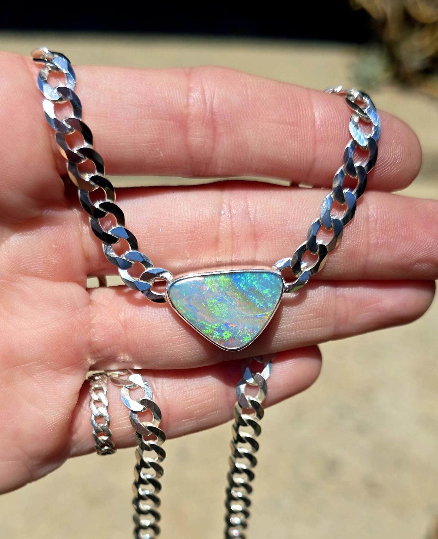 Rainbow Australian Opal Necklace