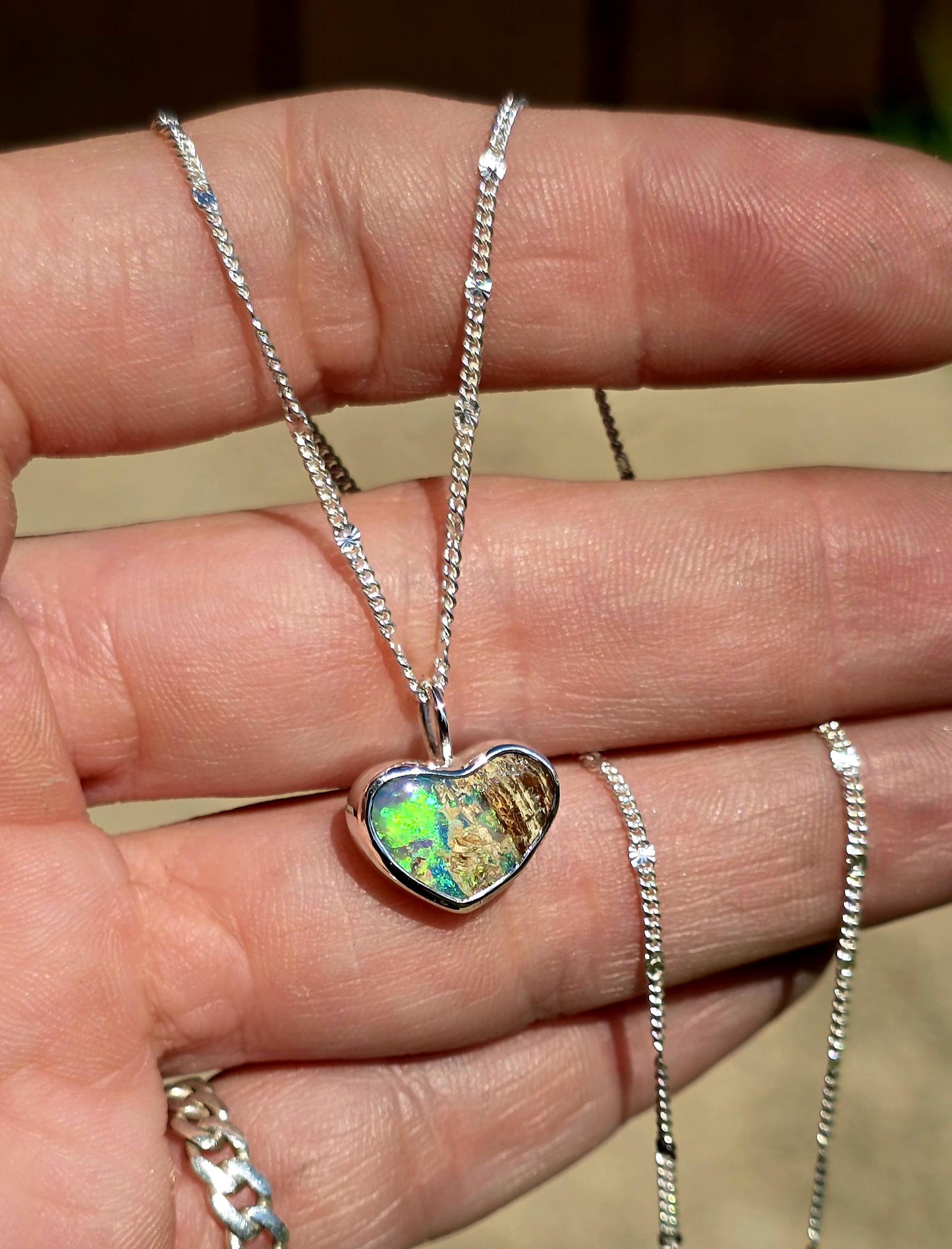 Woody Opal Heart Necklace