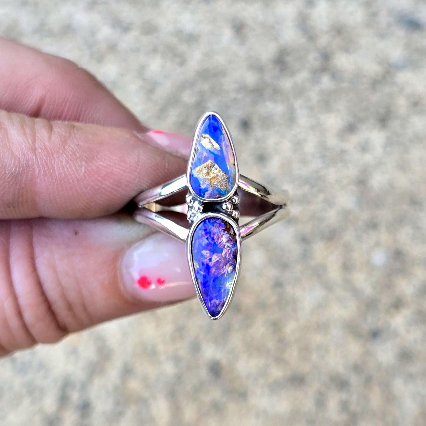 Blurple Pipe Opal Ring size 9