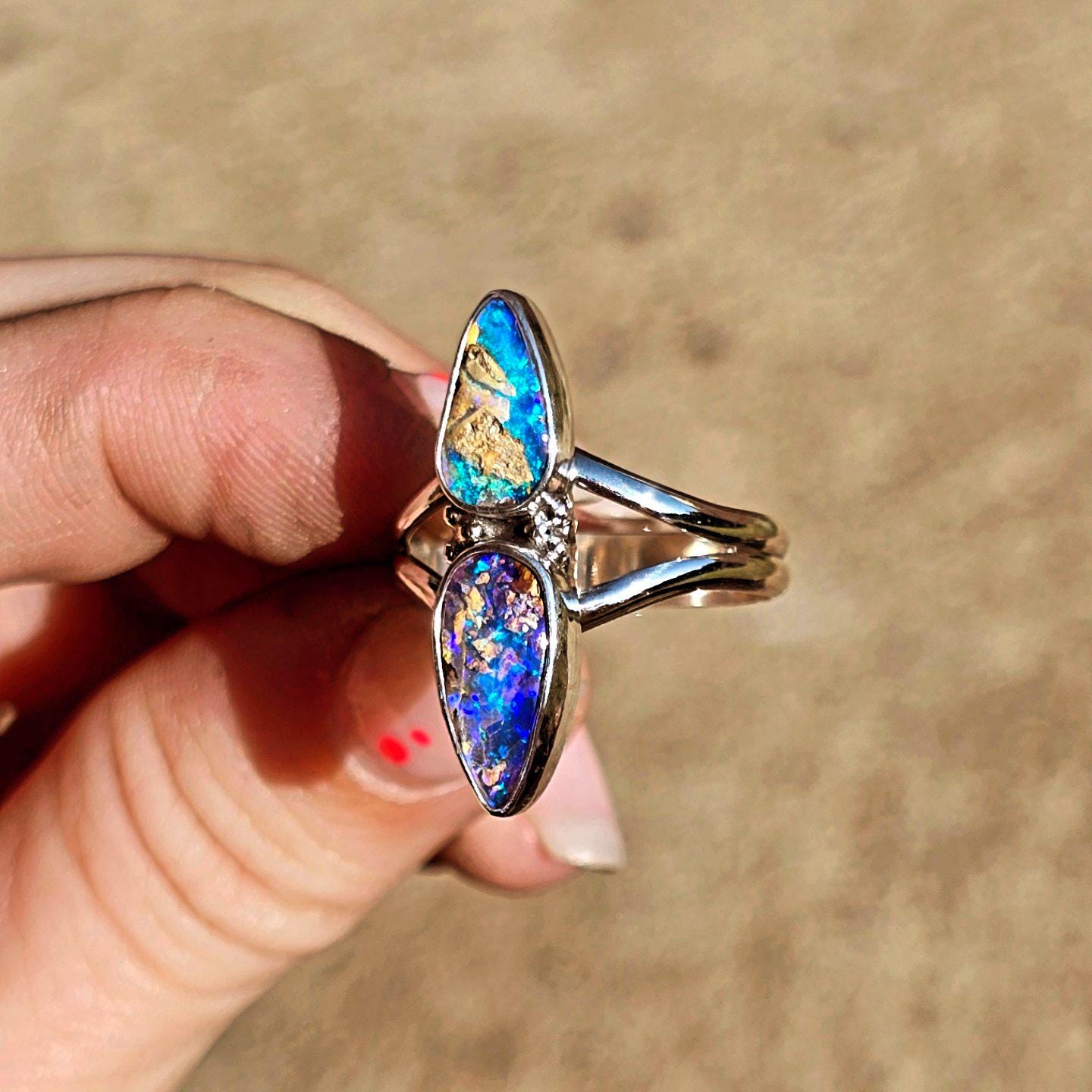 Blurple Pipe Opal Ring size 9