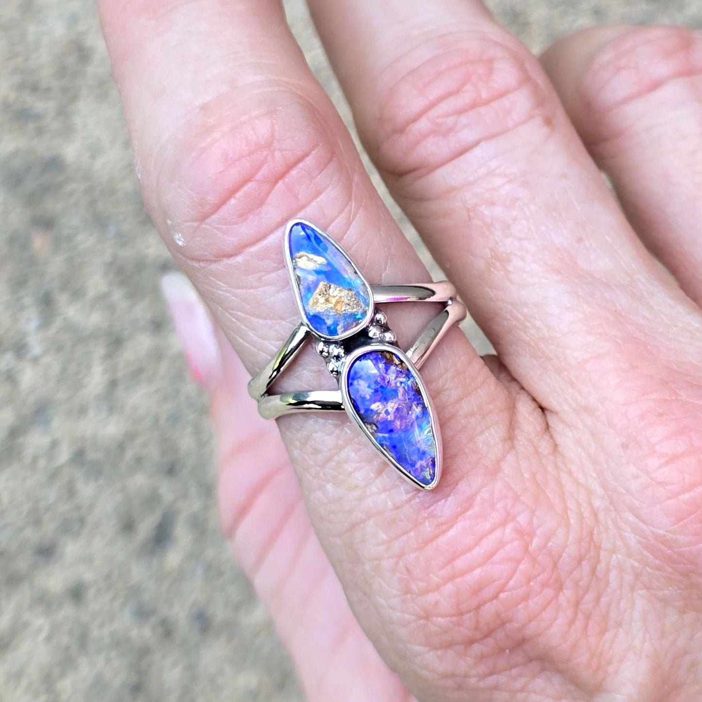 Blurple Pipe Opal Ring size 9
