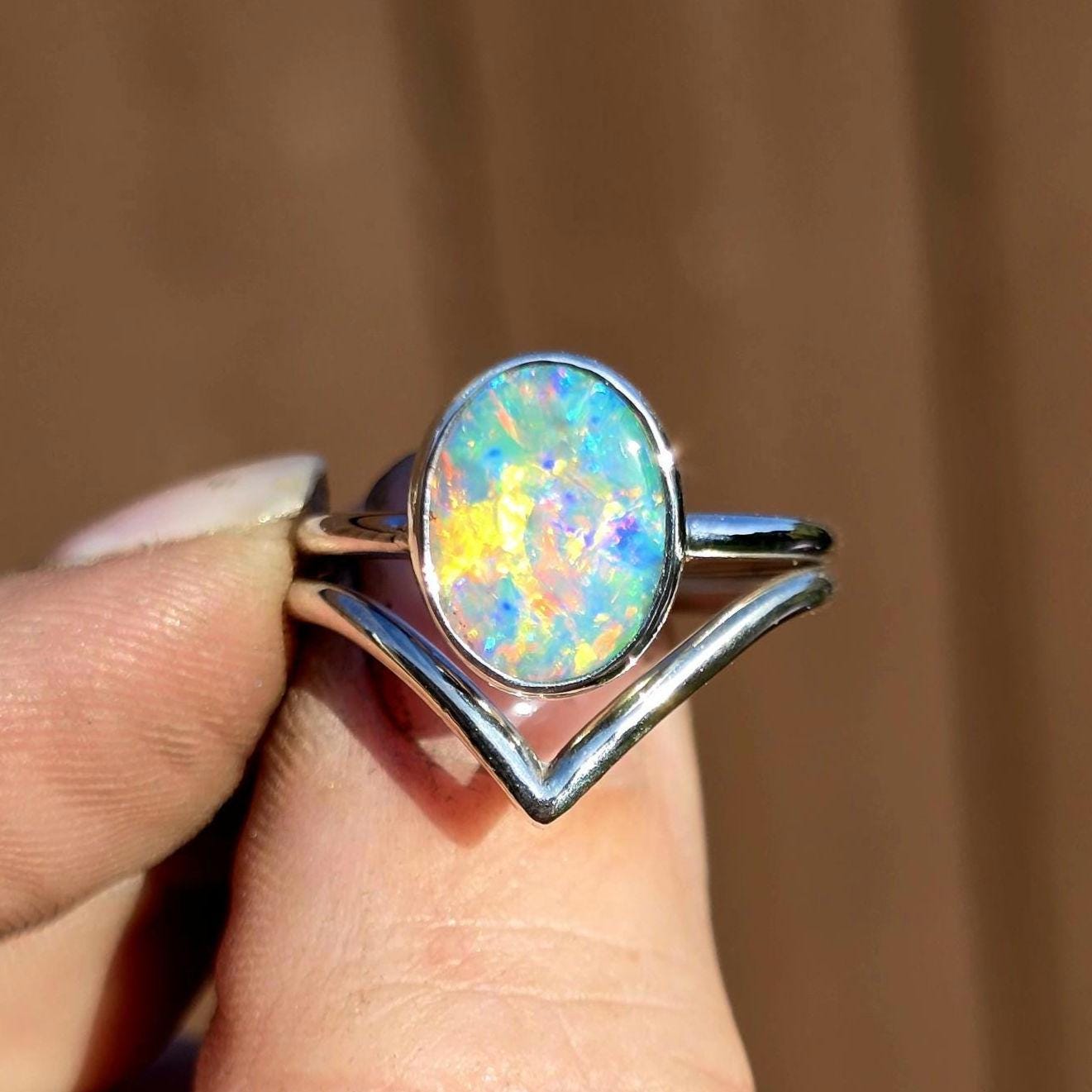 Opal Chevron Ring size 6