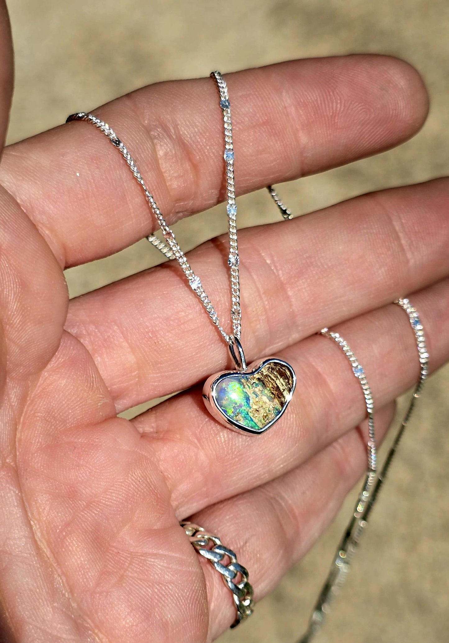 Woody Opal Heart Necklace