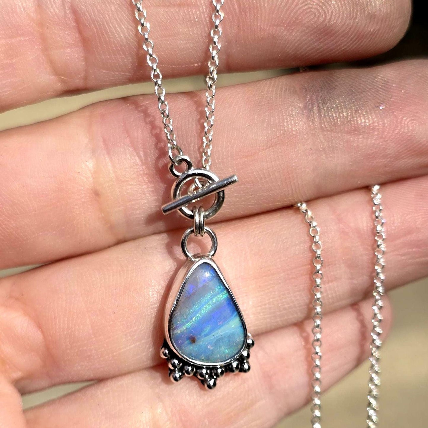 Tiny Toggle Opal Necklace