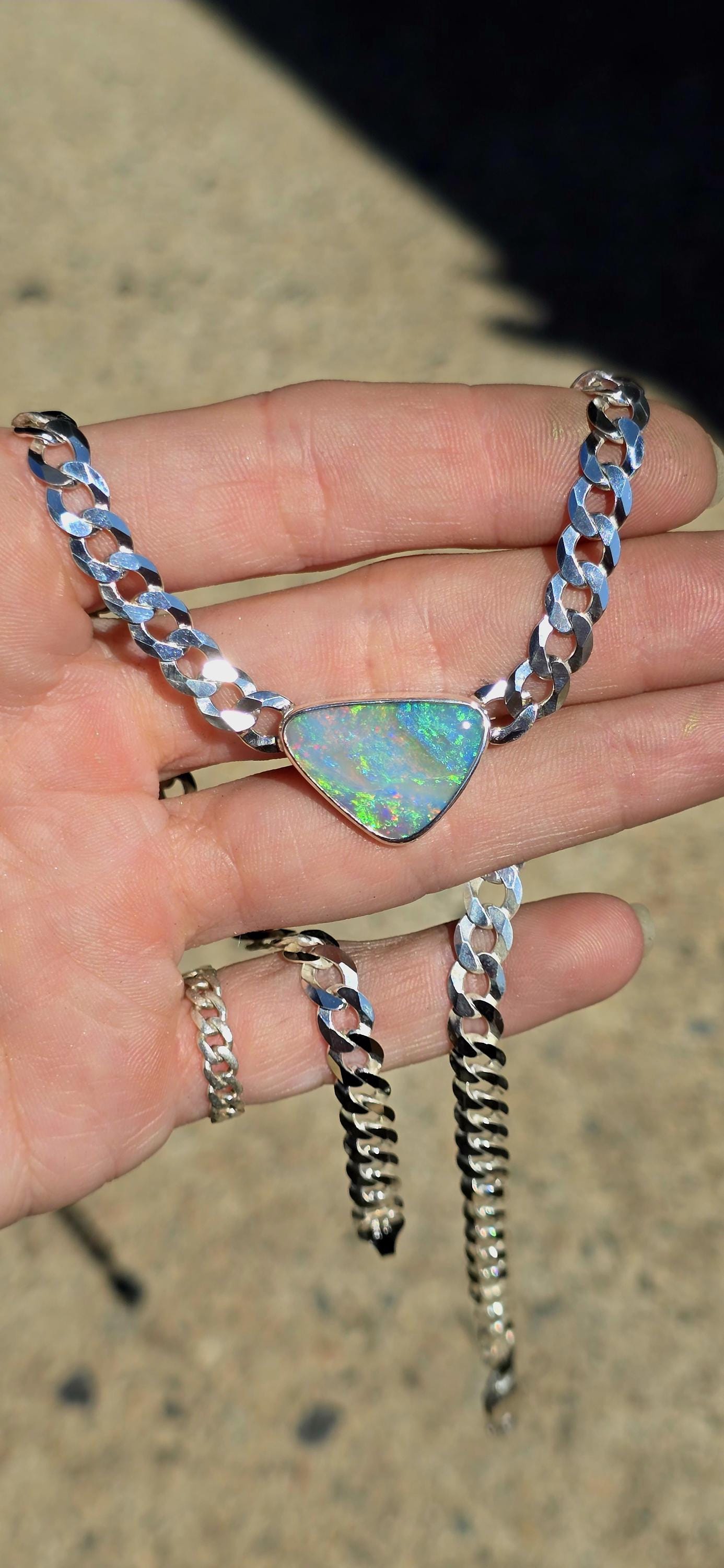 Rainbow Australian Opal Necklace