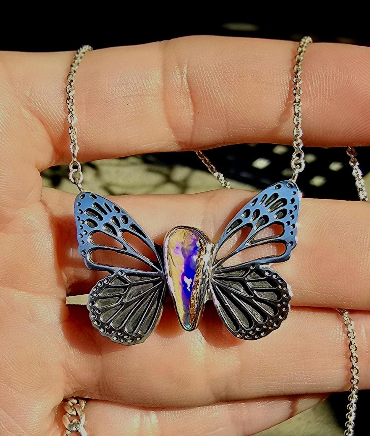 Pipe Opal Butterfly Necklace