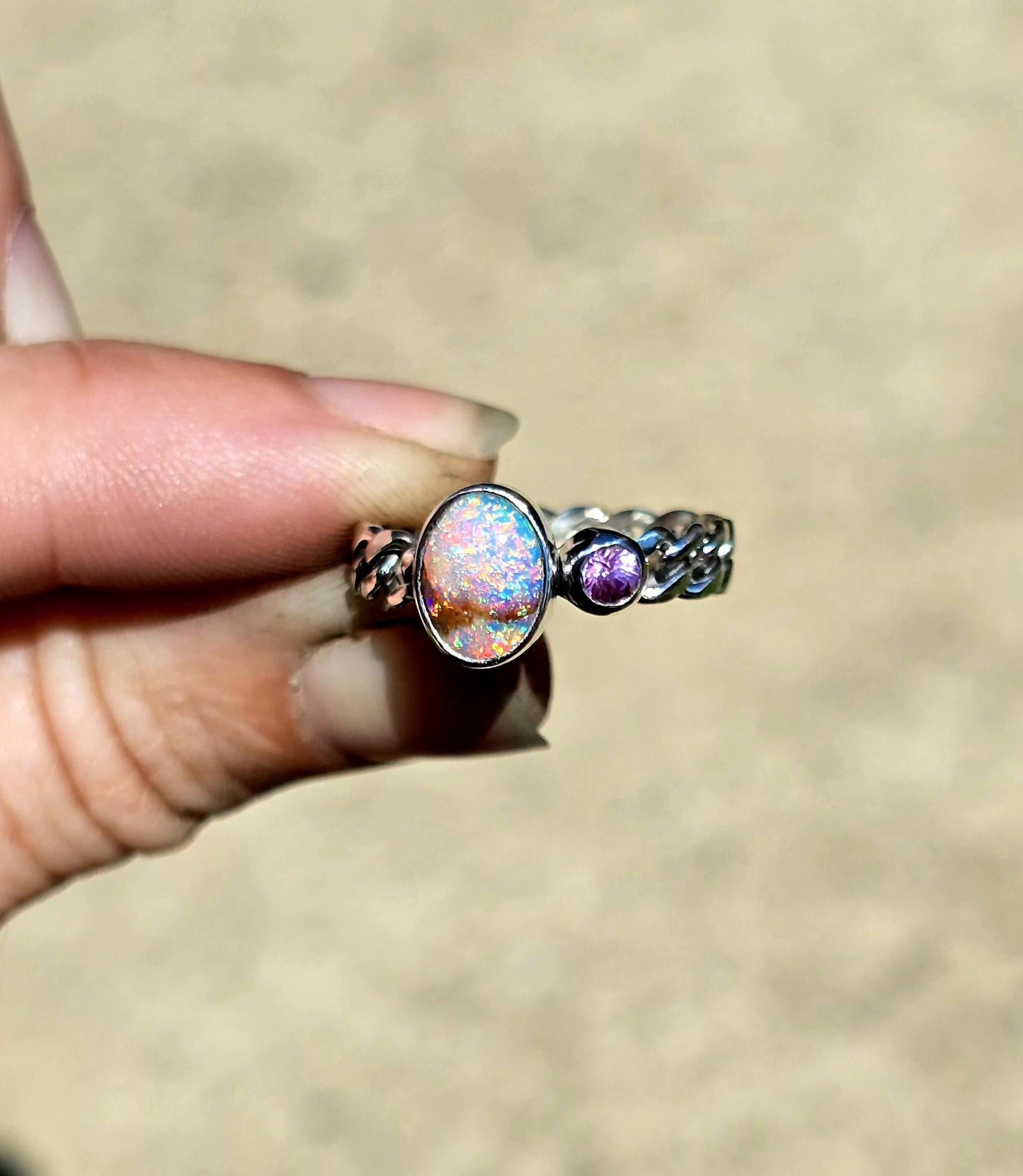 Pipe Opal Pink Sapphire Ring size 7