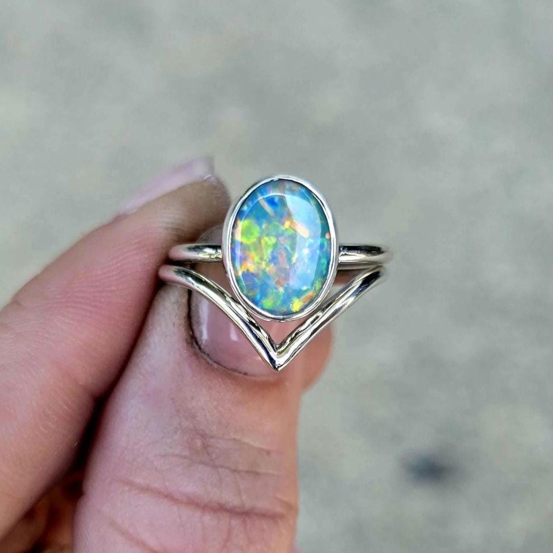 Opal Chevron Ring size 6