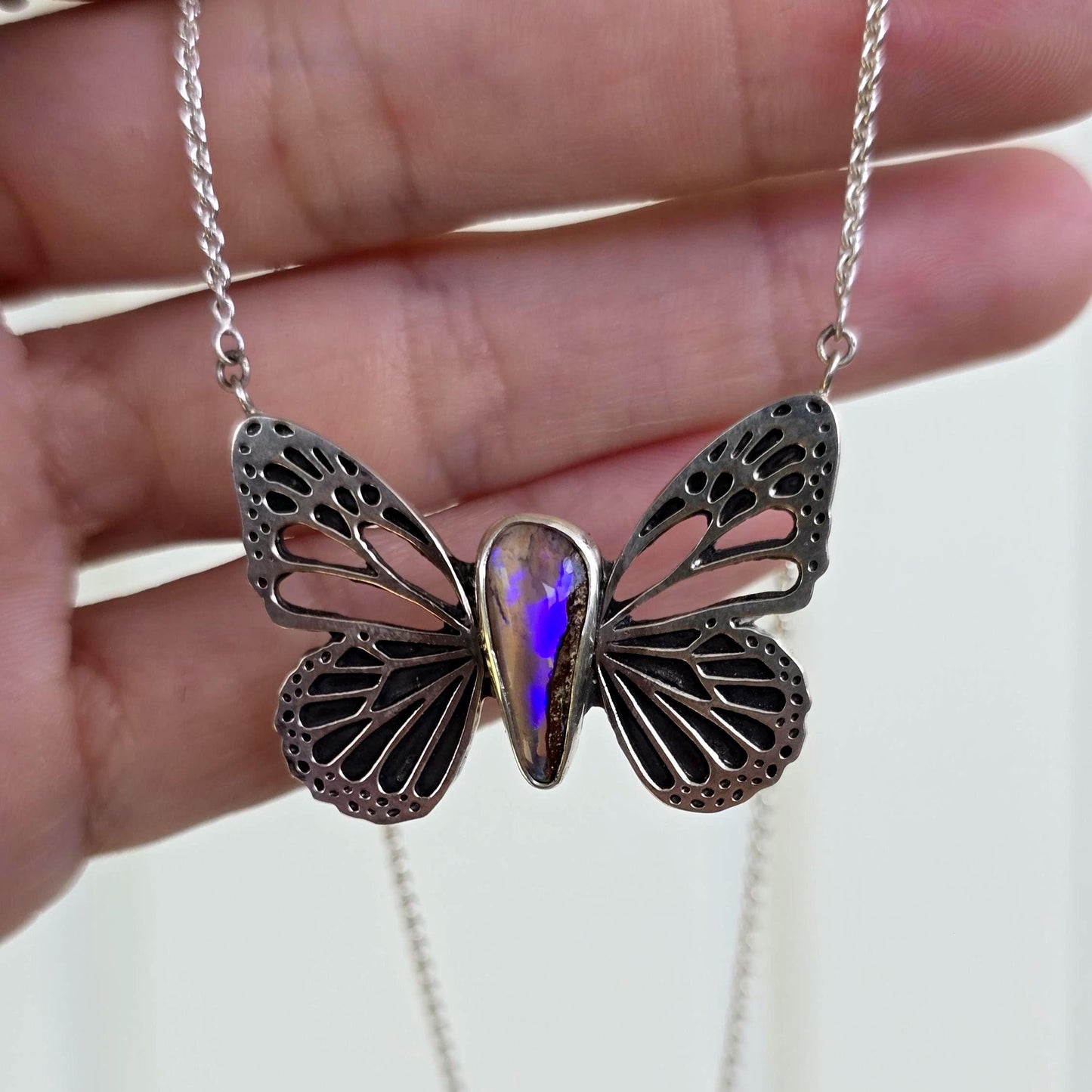Pipe Opal Butterfly Necklace