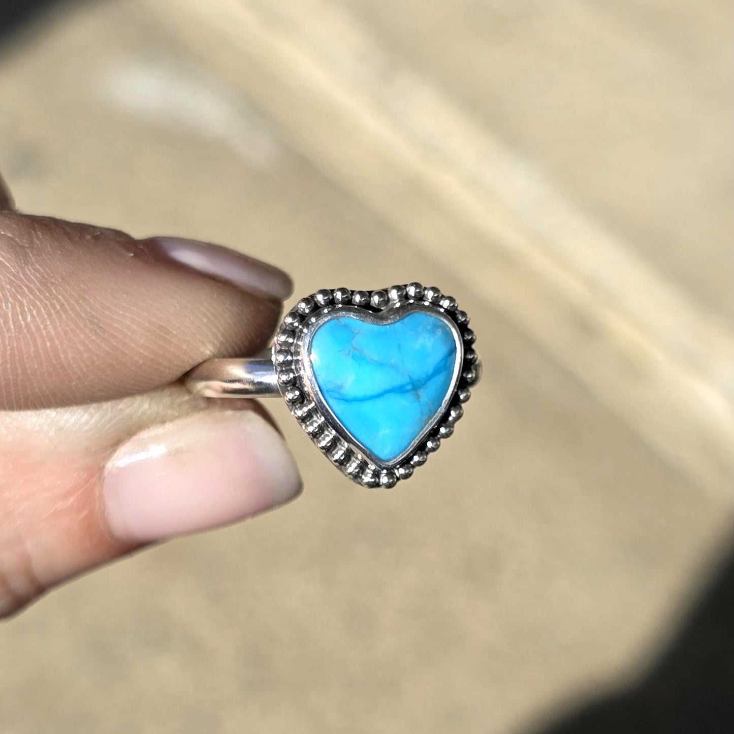 Kingman Turquoise Heart Ring size 8