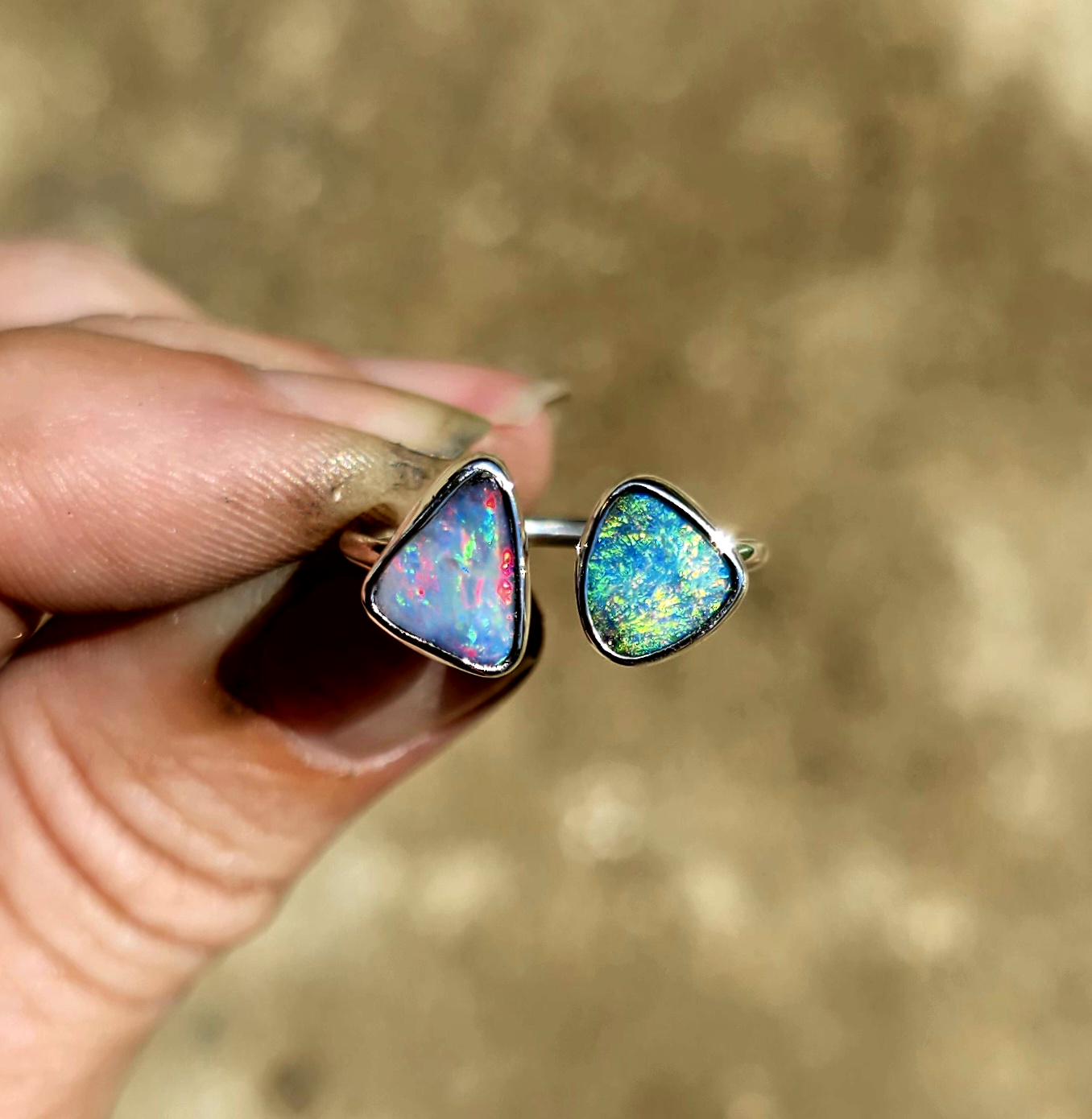 Boulder Opal Open Shank Ring Size 6-7