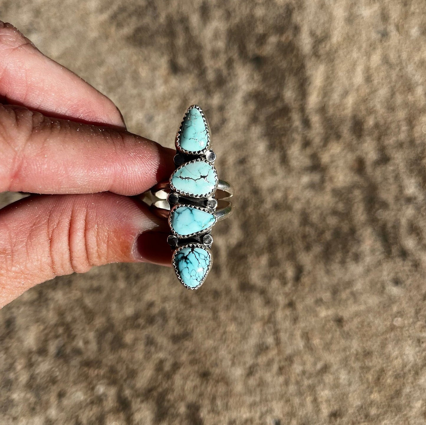 Blue moon turquoise statement ring size 6