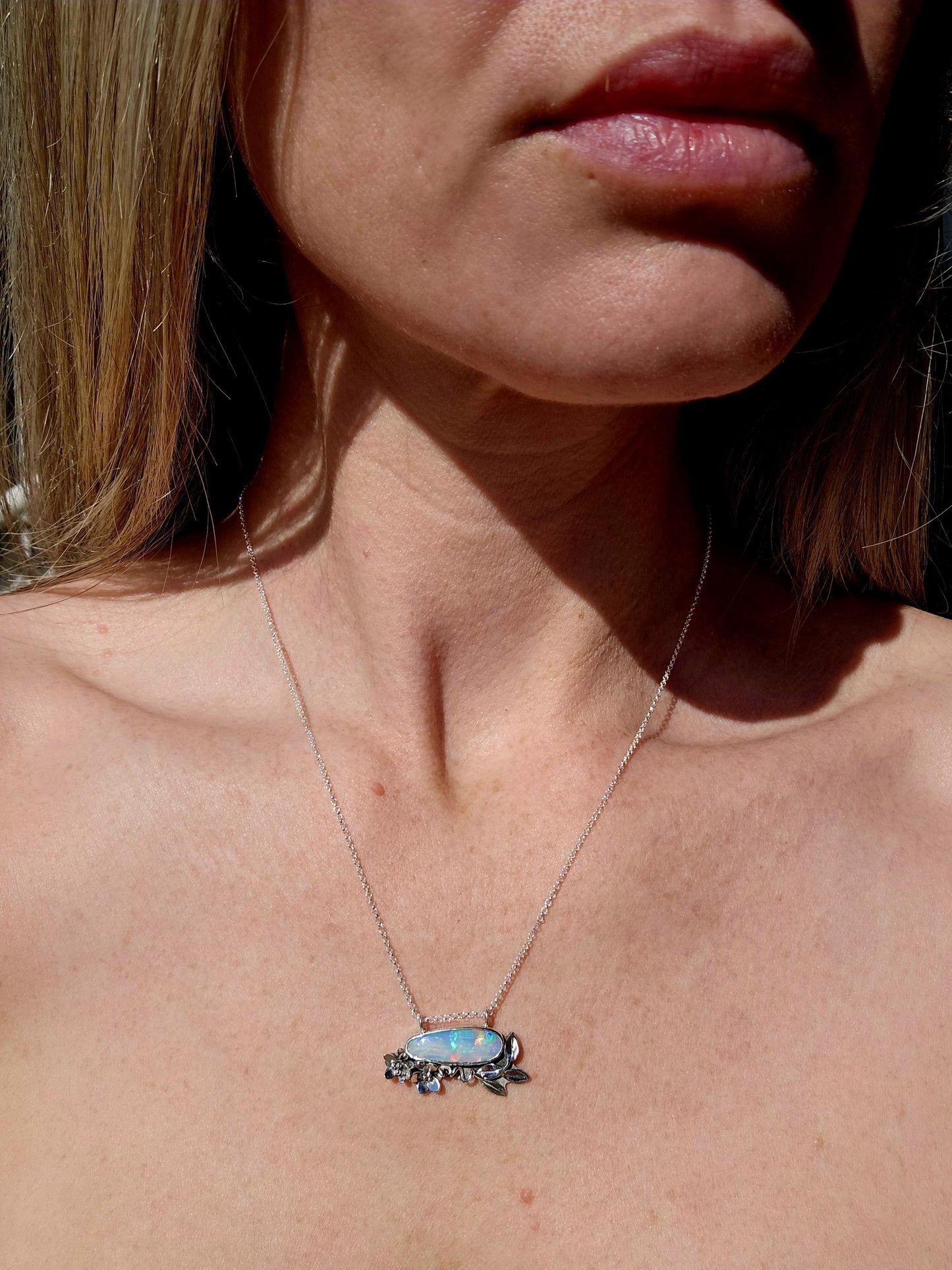 **Flaw Floral Australian Opal Necklace
