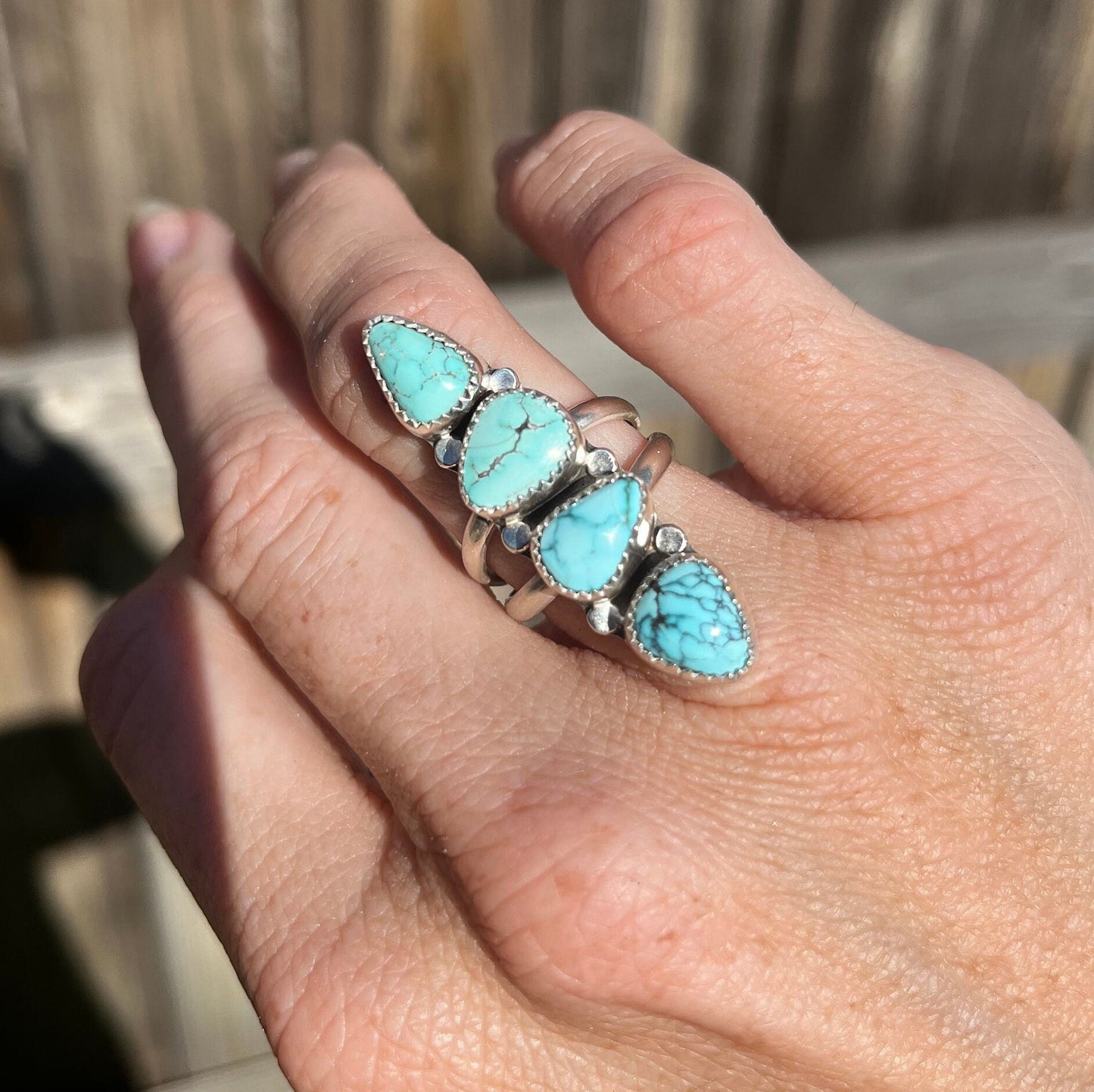 Blue moon turquoise statement ring size 6