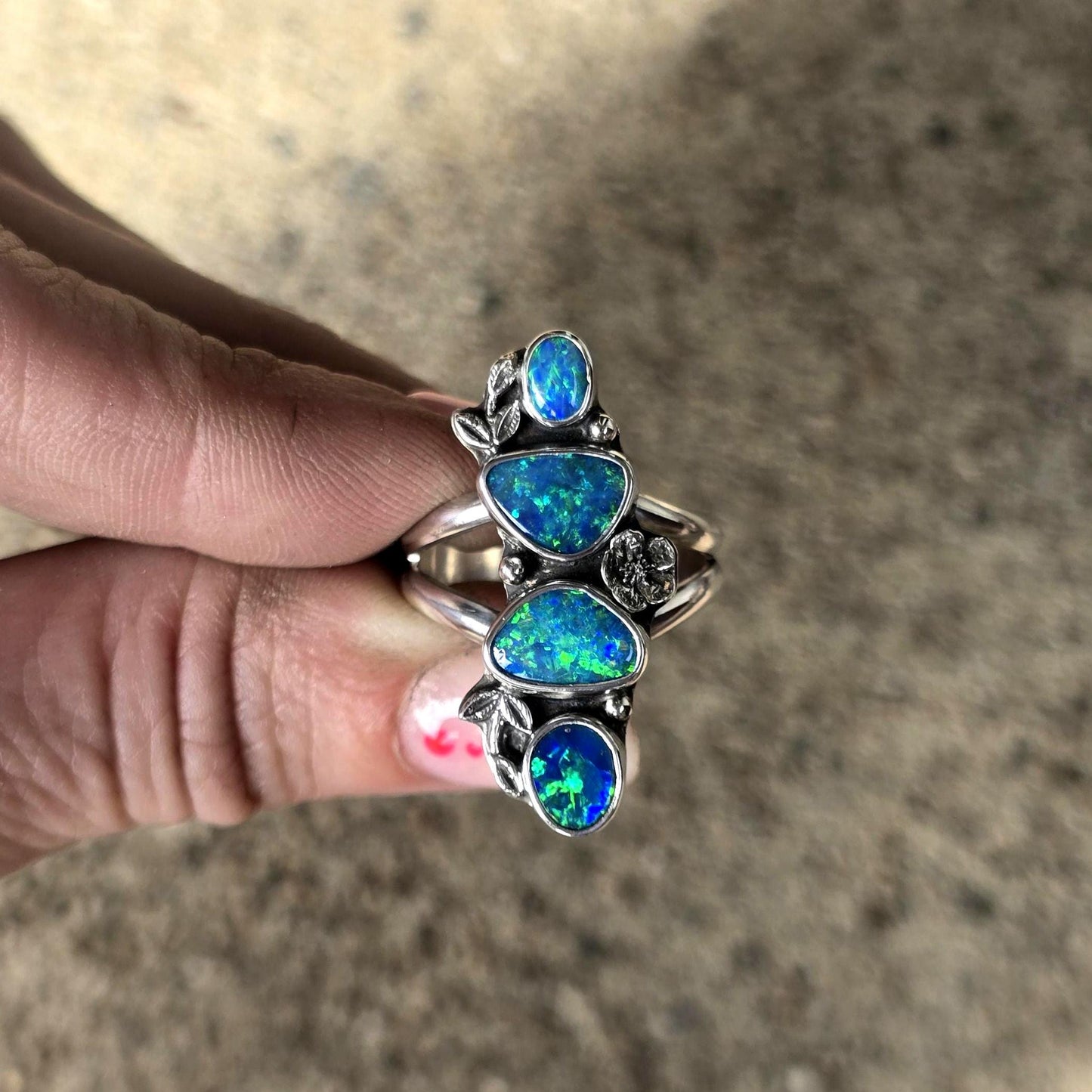 Floral Opal Statement Ring