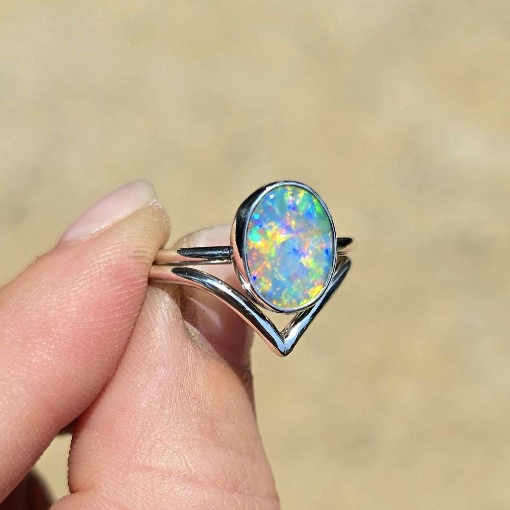 Opal Chevron Ring size 6