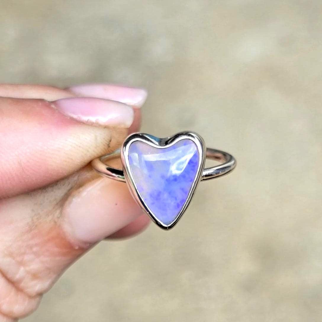 Purple Opal Heart Ring size 6