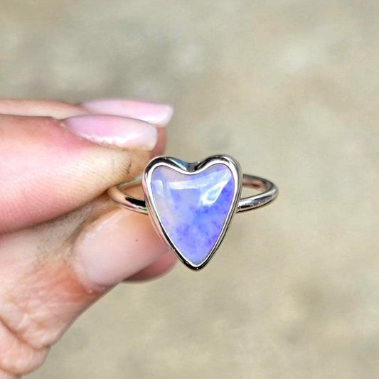 Purple Opal Heart Ring size 6