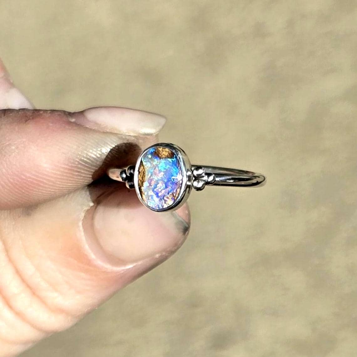 Dainty Pipe Opal Ring size 6.5
