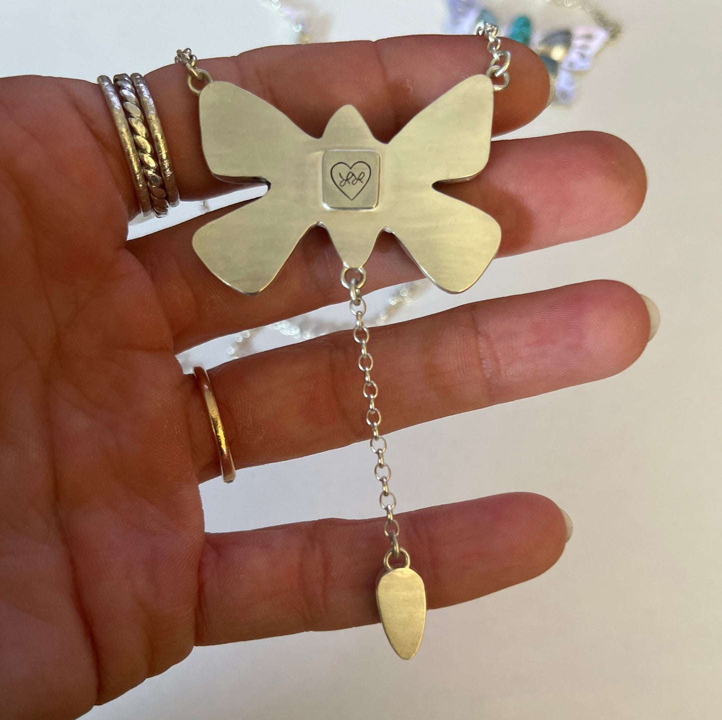 Turquoise and Opal Butterfly lariat