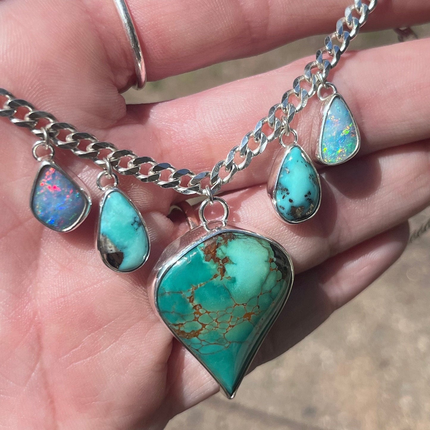 Turquoise and Opal Statement necklace