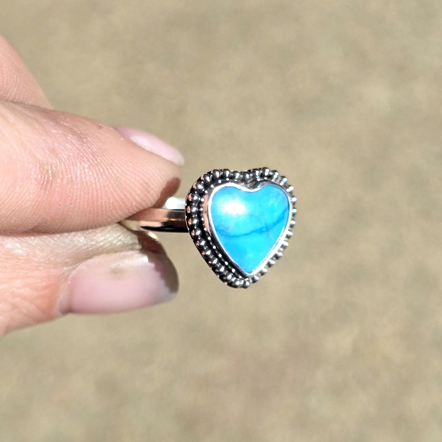 Kingman Turquoise Heart Ring size 8